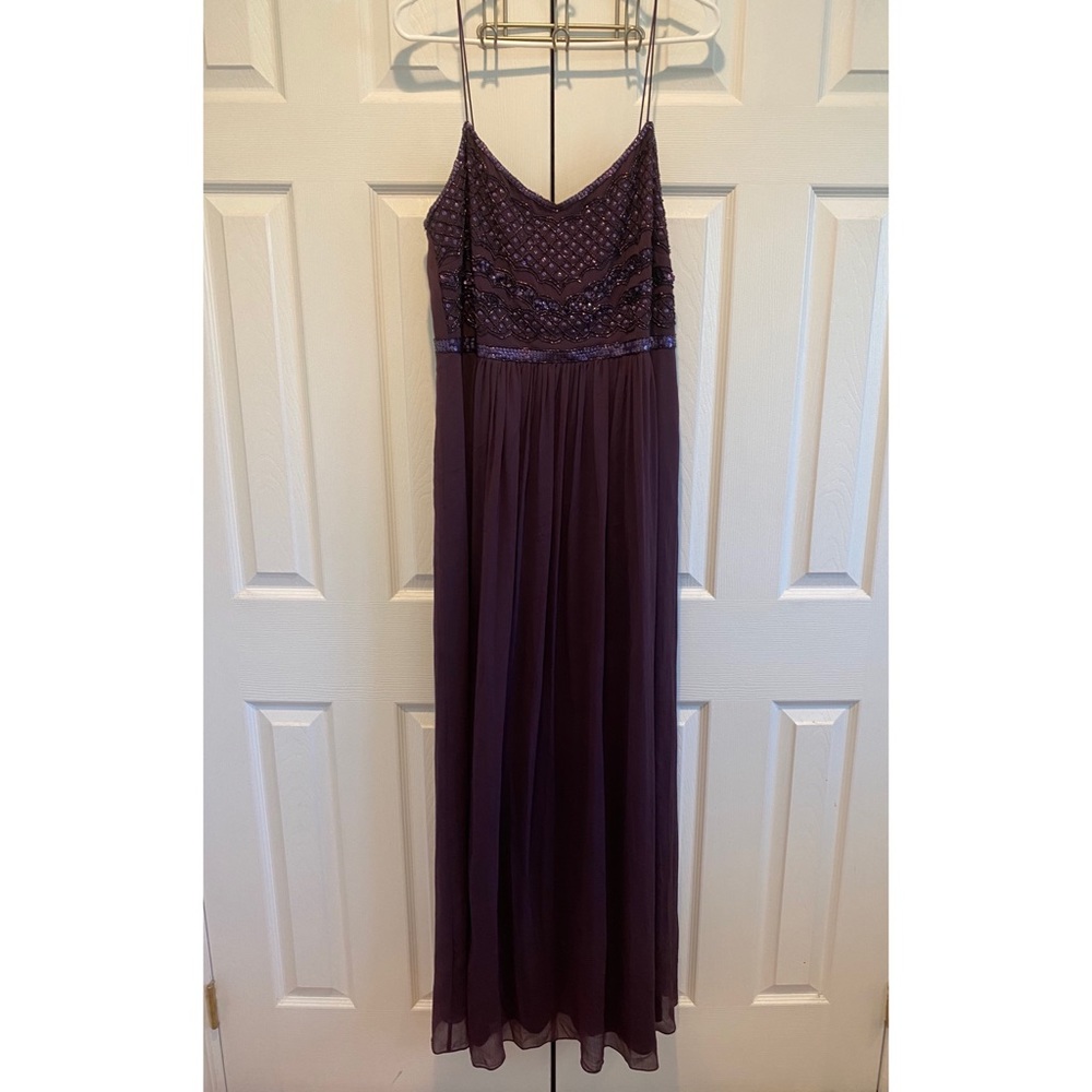 Beaded Bodice Chiffon Gown Spaghetti Straps